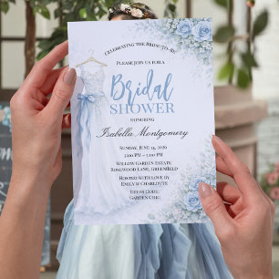 Invitación Vestido de Dama de Honor Azul Polvoriento Lluvia N