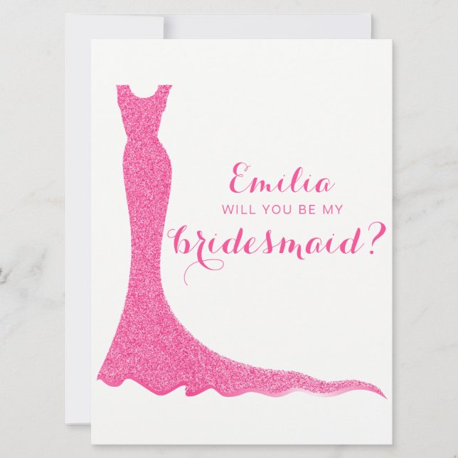 Invitación Vestido de dama de honor brillante (Anverso)