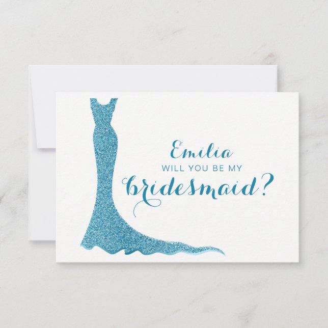 Invitación Vestido de dama de honor brillante (Anverso)