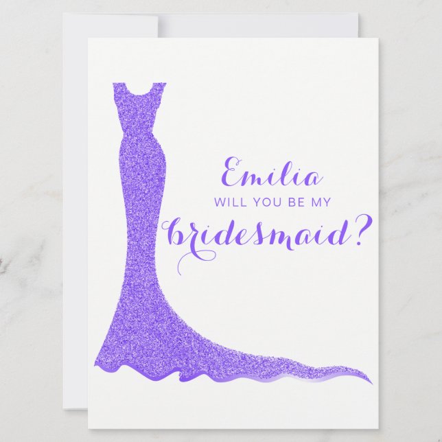 Invitación Vestido de dama de honor brillante (Anverso)