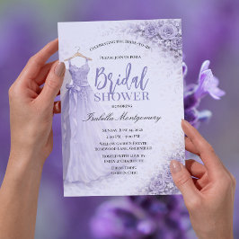 Invitación Vestido de dama de honor lavanda para ducha de nov