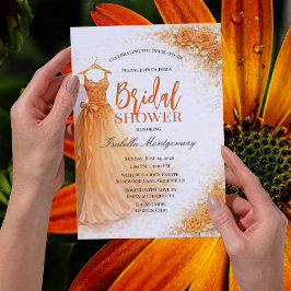 Invitación Vestido de Dama de Honor Naranja Fiesta de Despedi