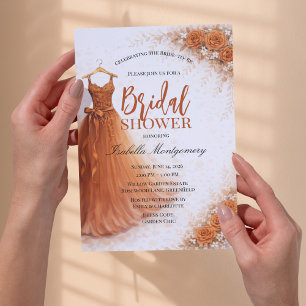 Invitación Vestido de Dama de Honor Naranja Quemado Lluvia de