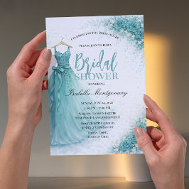 Invitación Vestido de Dama de Honor Verde Azulado Regalo de B