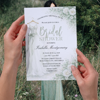 Invitación Vestido de Dama de Honor Verde Salvia Regalo de Bo