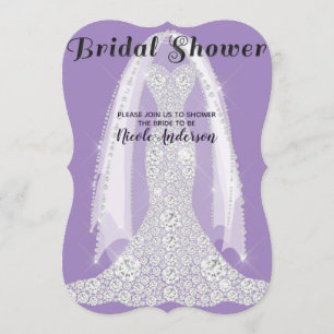 Invitación Vestido de Diamante Púrpura Lila Glam Lluvia de No