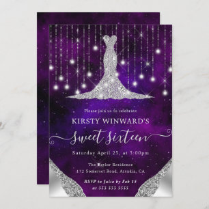 Invitación Vestido de diamante y cuerda de bokeh luces dulces