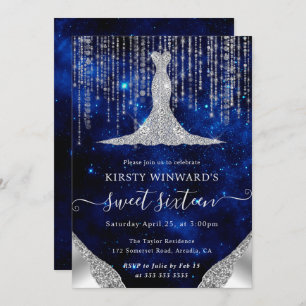 Invitación Vestido de diamante y cuerda de bokeh luces dulces