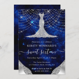 Invitación Vestido de diamante y cuerda de bokeh luces dulces