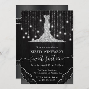 Invitación Vestido de diamante y cuerda de bokeh luces dulces