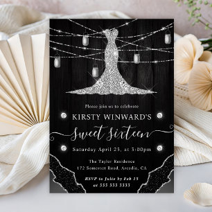 Invitación Vestido de Diamante y Frascos de Mason Dulces 16 R