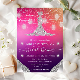 Invitación Vestido de Diamante y Frascos de Mason Glam Llamad