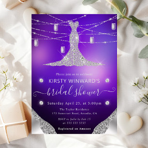 Invitación Vestido de Diamante y Frascos de Mason Glam Llamad