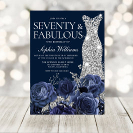 Invitación Vestido de diamantes de la marina Setenta fabuloso