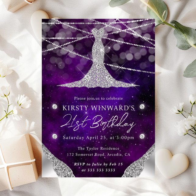 Invitación Vestido de Diamantes y Luces de Cadenas Cumpleaños (Subido por el creador)