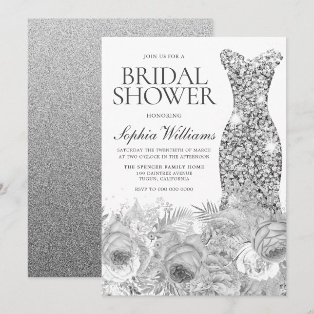 Invitación Vestido de esparadrapo gris deslizante y ducha de  (Anverso / Reverso)