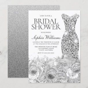 Invitación Vestido de esparadrapo gris deslizante y ducha de 