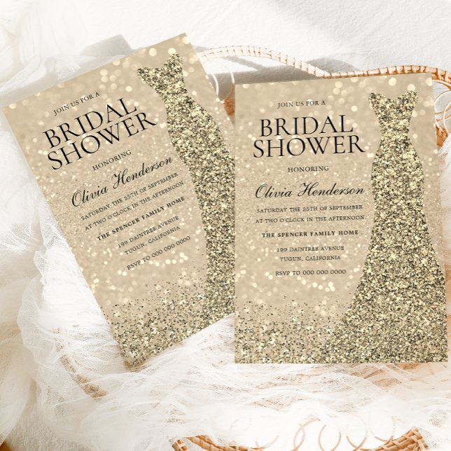 Invitación Vestido de espuma de oro Champán Shimmer ducha de  (Subido por el creador)