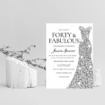 Invitación Vestido de espuma plateado 40 y fabuloso cumpleaño<br><div class="desc">Plata Sparkle Vestido 40 y Fabuloso 40º cumpleaños Invitar a la invitación y a los artículos coincidentes en nuestra tienda</div>