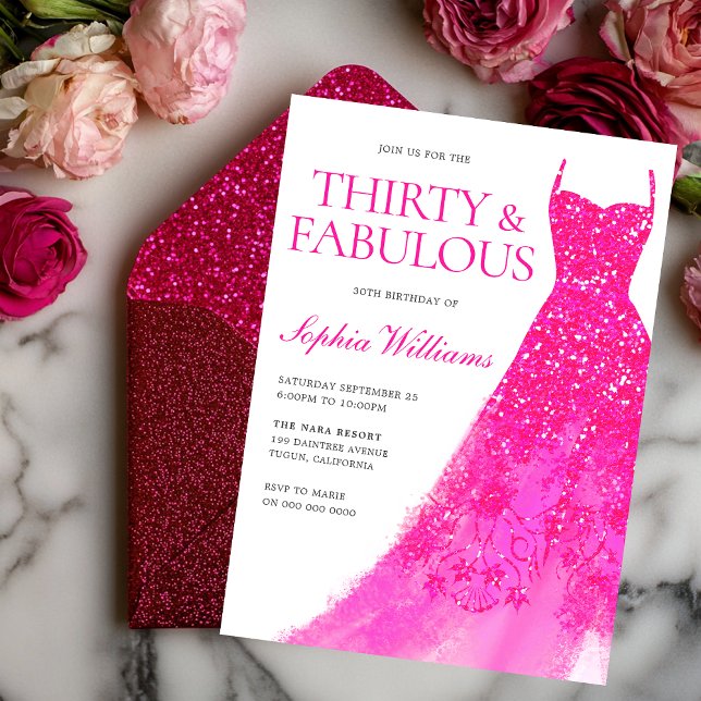 Invitación Vestido de espuma rosada caliente Fiesta de cumple (Subido por el creador)