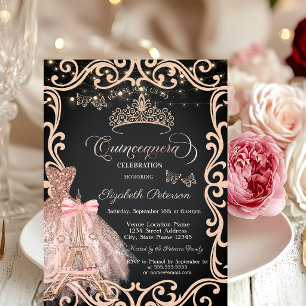 Invitación Vestido de estructura de la Torre Eiffel Mariposa