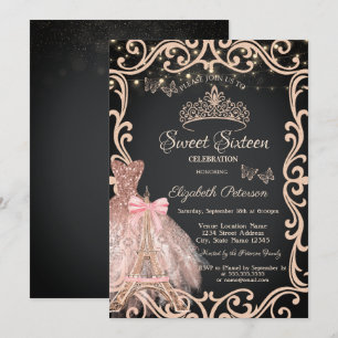 Invitación Vestido de Estructura de la Torre Eiffel Mariposa