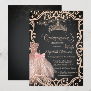 Invitación Vestido de estructura de la Torre Eiffel Mariposa