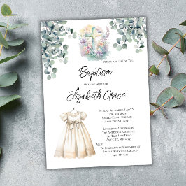 Invitación Vestido de eucalipto cruzado para niña Bautizo Alm