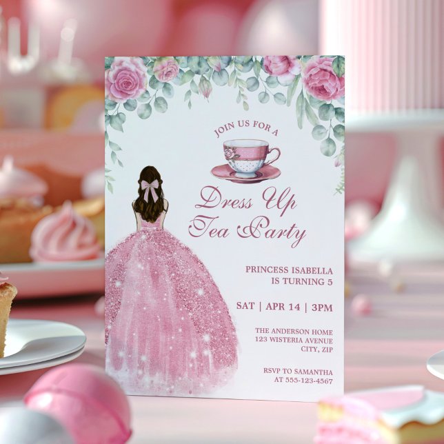 Invitación Vestido de Fiesta de Té de Princesa Rosa con Brill (Subido por el creador)