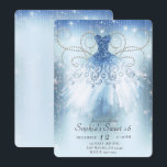 Invitación Vestido de fiesta Princesa Plateado Azul con Brill<br><div class="desc">Personalice para su evento!</div>