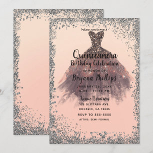 Invitación Vestido de fiesta Quinceañera 15 del purpurina del
