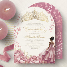 Vestido de Flores Rosa Claro Corona Quinceañera