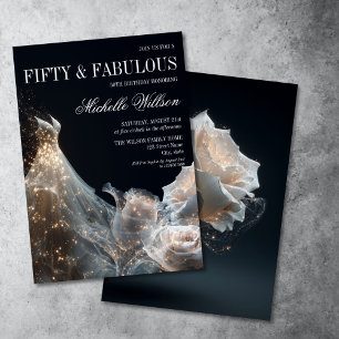 Invitación Vestido de gala Gold Sparkle Fifty and Fabulous