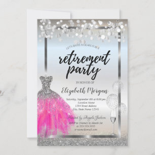 Invitación Vestido de globos de vidrio purpurina plateada Jub