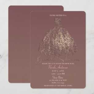 Invitación Vestido de Hoja Botánica Rosa Dorado Malva para Pa