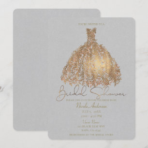Invitación Vestido de Hojas Botánicas Rose Gold para Despedid