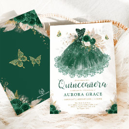 Invitación Vestido de la princesa Boho Emerald Floral Quincea