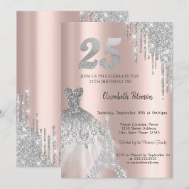 Invitación Vestido de la Torre Eiffel con gotas de brillo gen