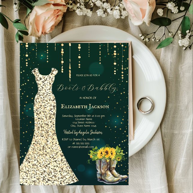 Invitación Vestido de las Secuencias de Oro, Boots Sunflowers (Subido por el creador)