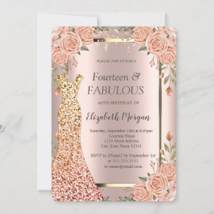 Invitación Vestido de lentejuelas Boho Flores 40 cumpleaños