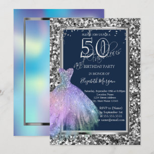 Invitación Vestido de lentejuelas brillantes holográficas cum