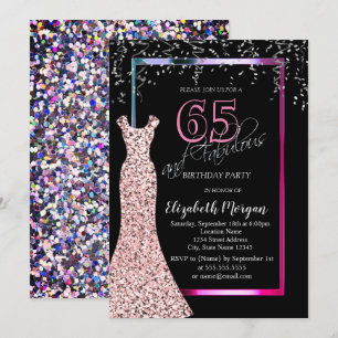 Invitación Vestido de lentejuelas coloridas rosa dorado Cumpl
