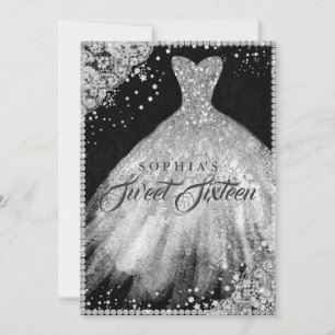 Invitación Vestido de lentejuelas con diamantes negros para S
