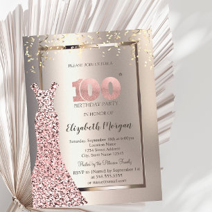 Invitación Vestido de lentejuelas Confeti Marfil Cumpleaños 2