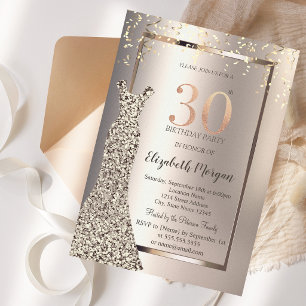 Invitación Vestido de lentejuelas Confeti Marfil Cumpleaños 3