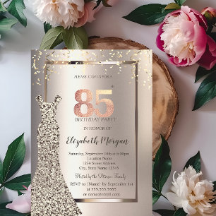 Invitación Vestido de lentejuelas Confeti Marfil Cumpleaños 6