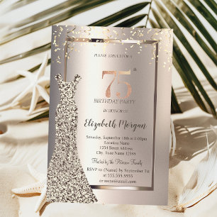 Invitación Vestido de lentejuelas Confeti Marfil Cumpleaños 7
