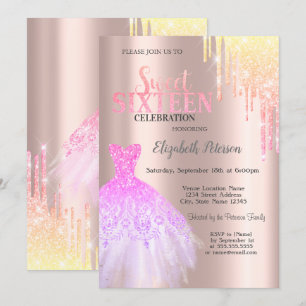 Invitación Vestido de lentejuelas de moda, vestido de oro ros