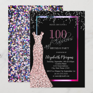 Invitación Vestido de lentejuelas de oro rosa Colorido Cumple