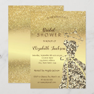 Invitación Vestido de lentejuelas doradas, brillo dorado Boke